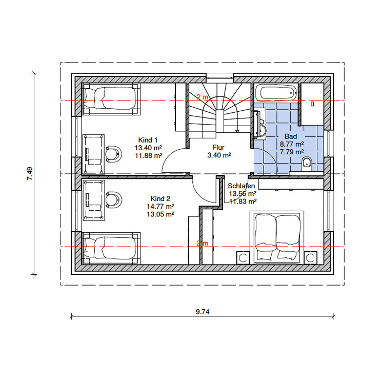 BeBa Kompakt 1 Grundriss Dachgeschoss